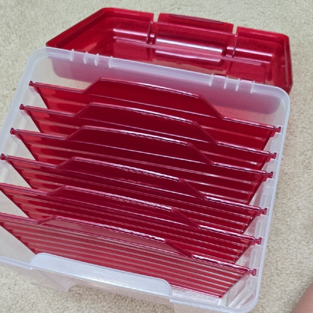 Red Storage Box With Dividers - Picture 2 of 8